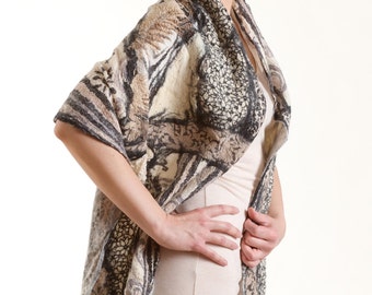 Art to wear, Nuno Felted Scarf, wrap OOAK Wearable Art,