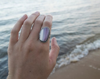 Wampum Ring | Sterling Silver Ring Size 9 | Seashell Ring | Mermaid Ring | Mermaid Jewelry