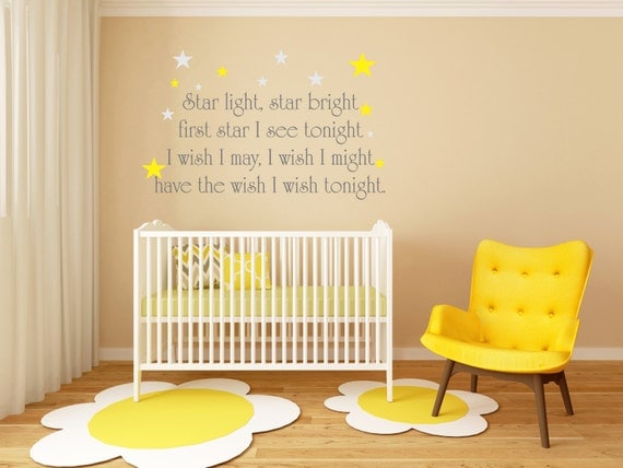 Star Light Star Bright First Star I see tonight decal, Nursery Rhymes decals, childrens nursery rhyme wall art, stars decals