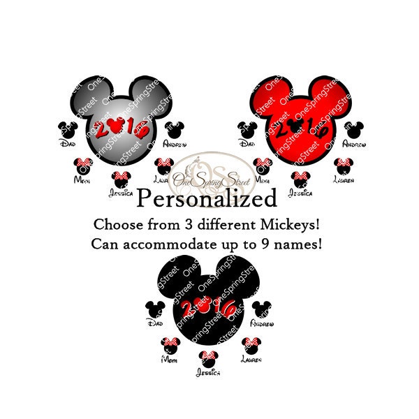 DISNEY Iron On Transfer PERSONALIZED Matching Family Group