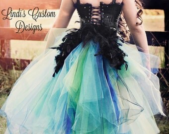 Peacock Costume Bustle Tulle Tail Costume Accessory for Children, Teens, Adults, Women, Halloween, Pageants, Parties, Masquerade, Boudoir