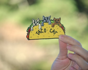 Taco Cat Patch (Free US shipping) Tacocat cat lover gift crazy cat lady gift kitten under 5 girlfriend boyfriend gift embroidered cat patch