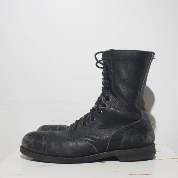 9.5 D Men's Vintage Combat Boots Steel Cap Toe Black