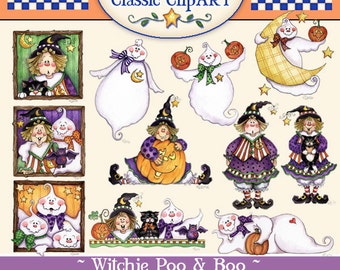 Halloween Clip art, Laurie Furnell, Witch clipart. Cute Halloween Art, Papercrafts, Scrapbooking, Halloween papercrafts, Ghost clip art