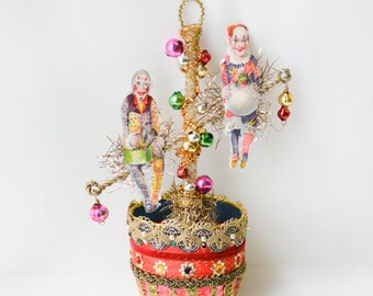 victorian christmas ornament, clown ornaments, circus ornaments, victorian clowns, clown gifts, christmas clown - TEETER TOTTER