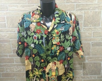 Frida Kahlo Hawaiian shirt, Frida shirt, Monkey shirt, Mexican theme shirt, Day of the dead shirt, Party shirt, Frida Kahlo lover shirt