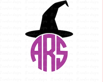Witch Hat Monogram SVG, Witch Hat SVG, Halloween SVG, Monogram Toppers Svg, Eps, Png, Svg Files, Dxf, Silhouette, Cricut