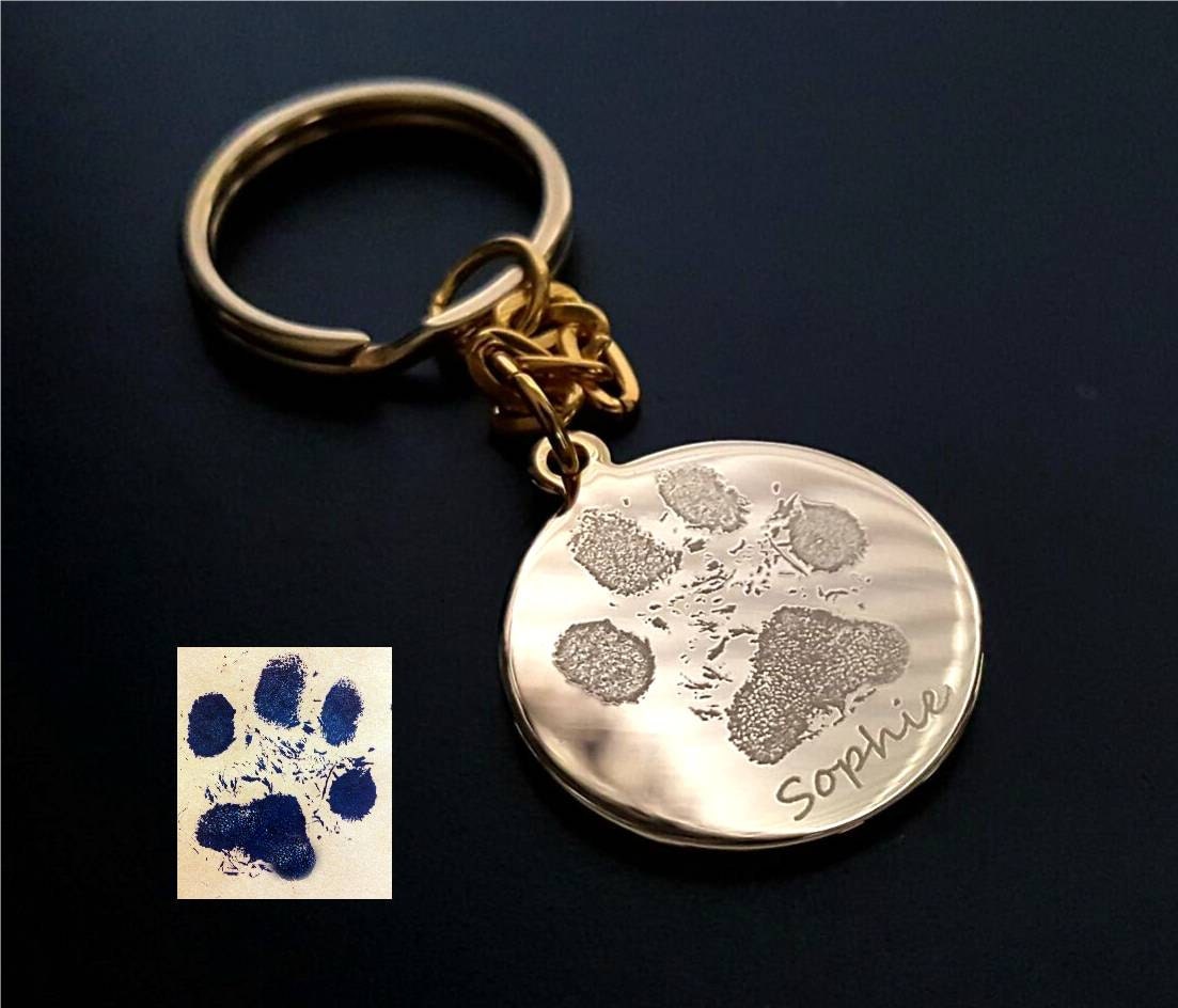 Paw Print Keychain Pet Paw Print Keychain Personalized