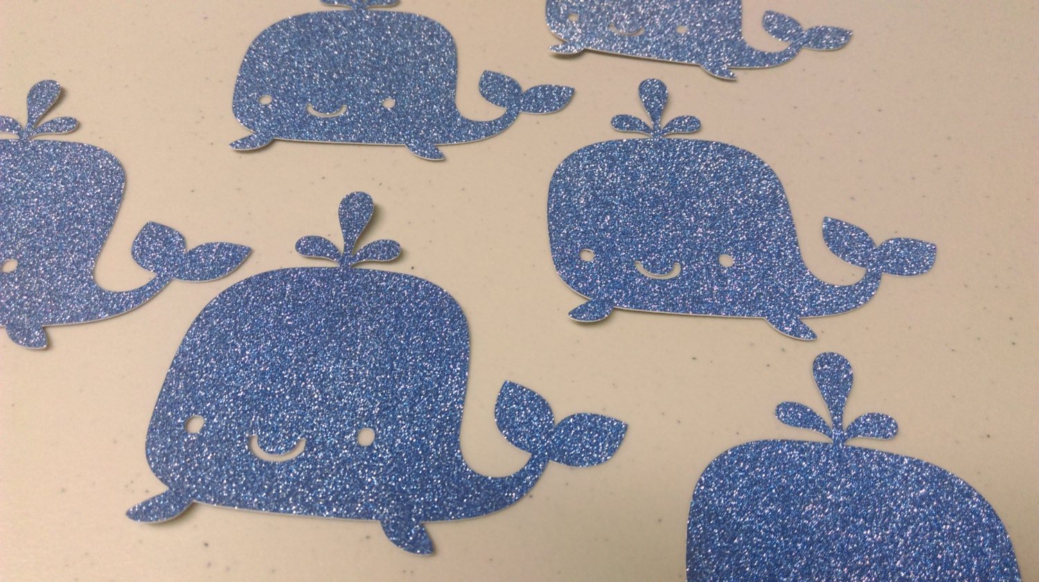 Whale Die Cut Shapes 24 Whale Cutouts Blue Glitter Whales