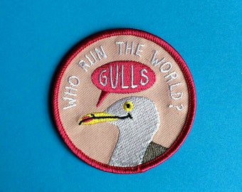 Funny Iron On Patch, Gulls Patch, Cute Seagull Patch, Embroidered Pink Patch, Bird Patch, Feminist Patch, Seagull Badge, Cute Girls Patch