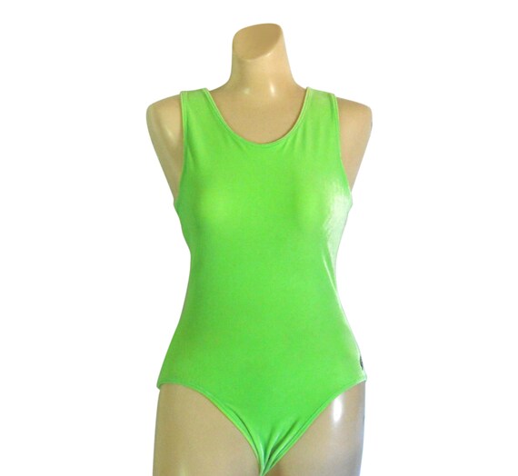 90s Leotard 90s Workout Clothing Lime Green Leotard Velvet