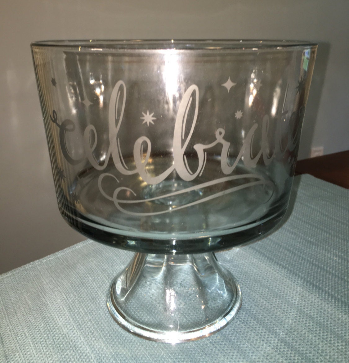 Glass Etched Trifle Bowl Celebrate By Slisabailey On Etsy