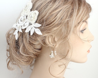 Bridal Hair Comb- Lace Hairpiece- Bridal Hair Accessories- Lace Hair Clip- Wedding Hair Accessories- Lace Bridal Comb- Brass Boheme-Haircomb
