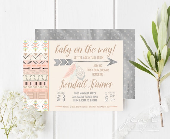 Aztec Pastel Baby Shower Invites