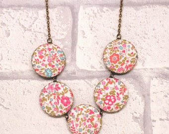 Liberty of London Katie and Millie Five Button Fabric Necklace