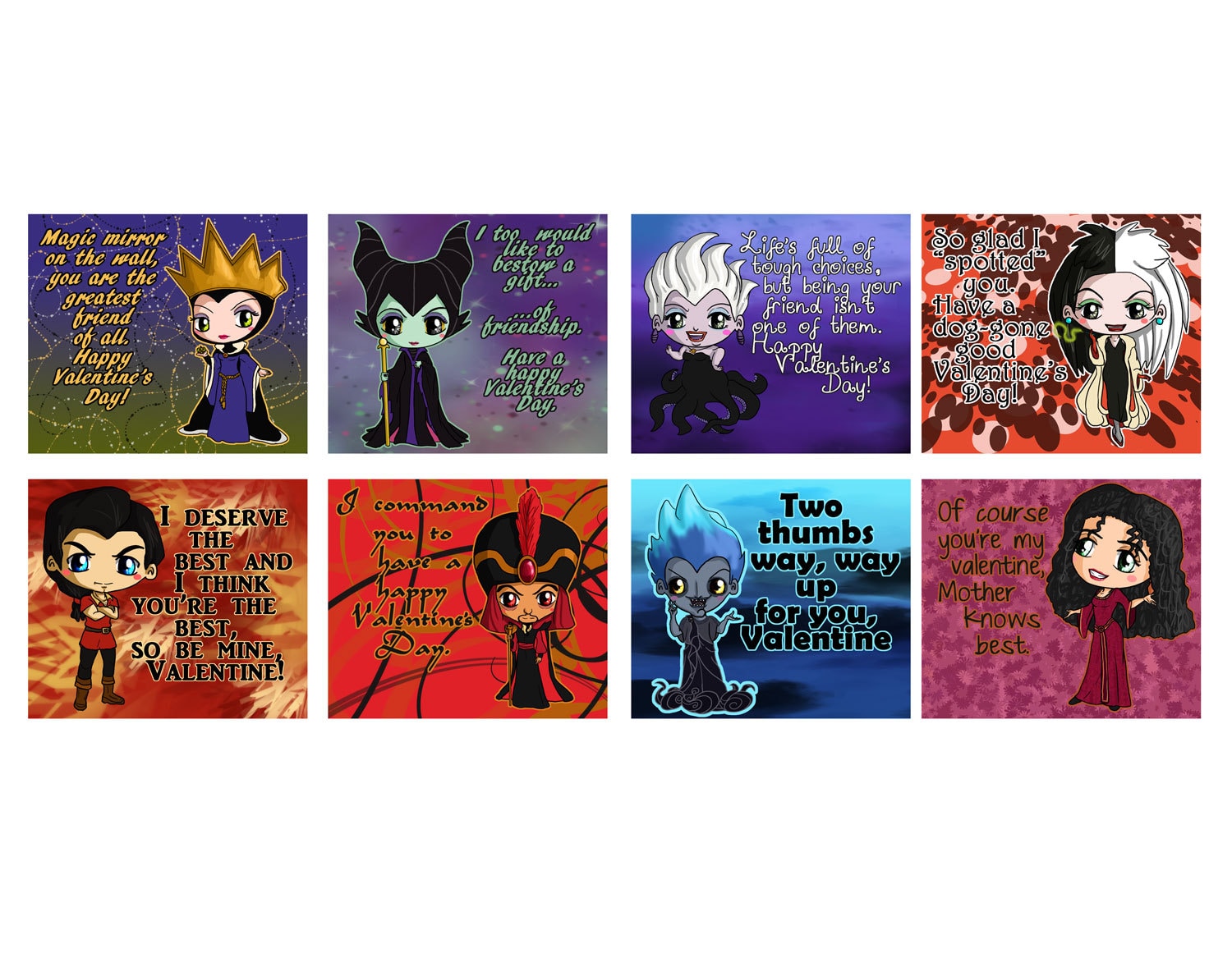 Disney Villains Valentines Day Valentine Cards Set By Icypanther