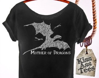 Game of Thrones shirt Mother of Dragons Khaleesi Daenerys Targaryen Khaleesi Game of Thrones shirt. Raw Edge. Womens Off The Shoulder.