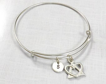 Adoption Gift, Adoption Bracelet, Adoption Jewelry, Adopting Foster Parent Adoption Symbol Charm Bangle Birth Mother Gift Born In My Heart