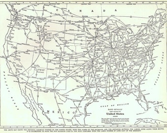 Items similar to 1945 HIGHWAYS USA Map. 10x14. Automobile Routes ...