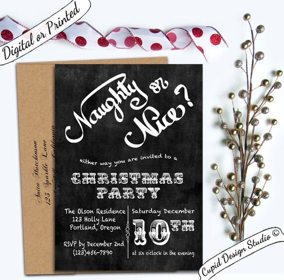 items similar to naughty or nice holiday party invitation items similar to naughty or nice holiday party invitation
