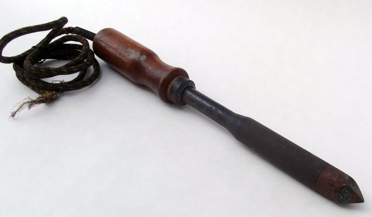 Vintage 120 volt Electric Soldering Iron Gun Wooden Handle