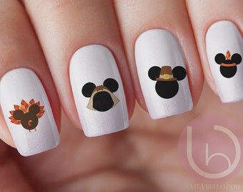 Disney Nail Decal, Thanksgiving Nail Decal, Mickey Nail Decal, Minnie Nail Decal, Thanksgiving Disney Nail Art,