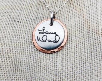 Custom Handwriting Necklace - Handwriting Jewelry - Memorial Necklace - Signature Jewelry - Signature Necklace - Personalized Engraved