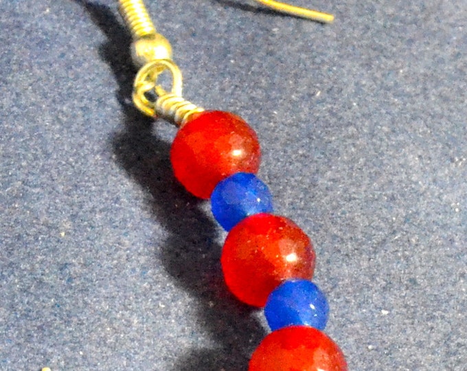 Natural Ruby and Sapphire Gem Bead French Hook Earrings E85