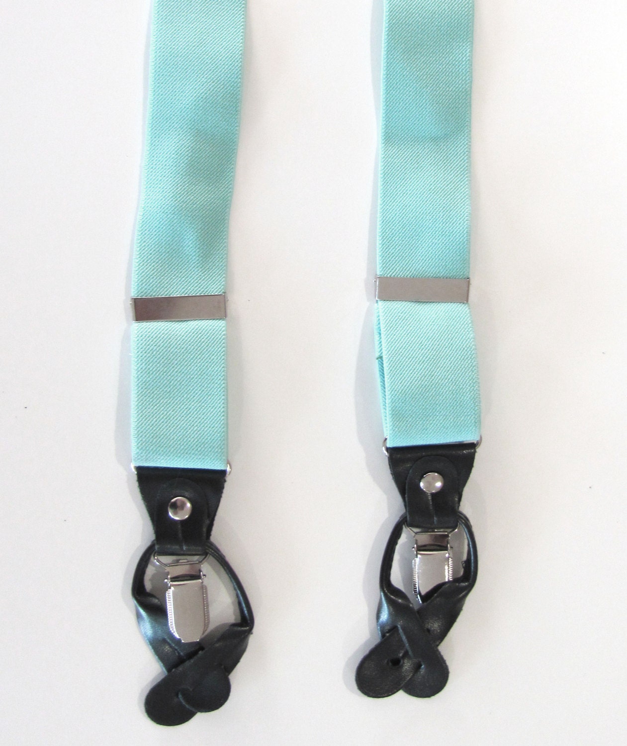 Mens Suspenders. Pastel Mint Green Combination Suspenders