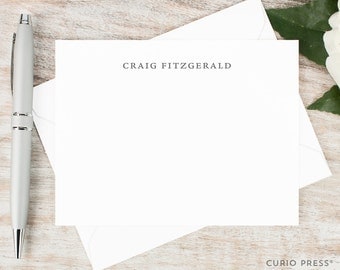 Personalized Notecard Set / Personalized Stationery Set / Stationary Note Card Set / Simple Elegant Professional Men's Name // SIMPLICITY
