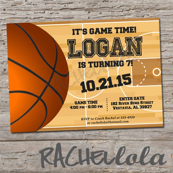 Basketball court invitation printable digital print