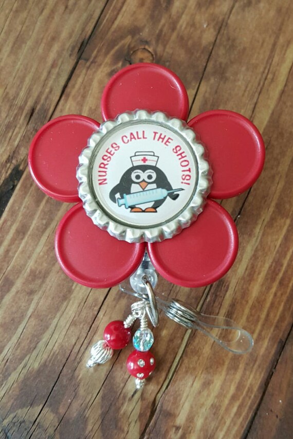 Penguin nurse retractable vial cap badge reel ID by Nursetown