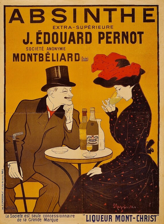 Items similar to Vintage Absinthe Advertising Colorful Poster, High ...