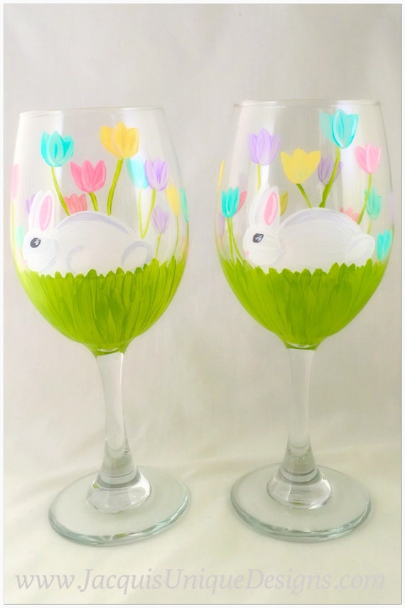Easter bunny wine glass