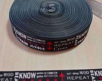 7/8 inch Grosgrain Ribbon - Crossfit Graffiti Words