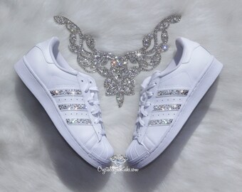 PRESCHOOL Adidas Original Superstar Made with SWAROVSKI® Xirius Rose Crystals - White/White