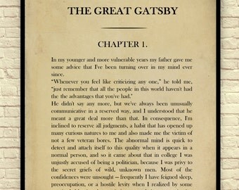 Classic Book Page, F. Scott Fitzgerald , The Great Gatsby, Chapter 1, Page 1, Book Page Wall Art, Book Page Art Print