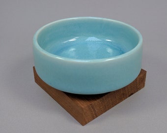 Porcelain Tea Bowl with Turquoise Glaze