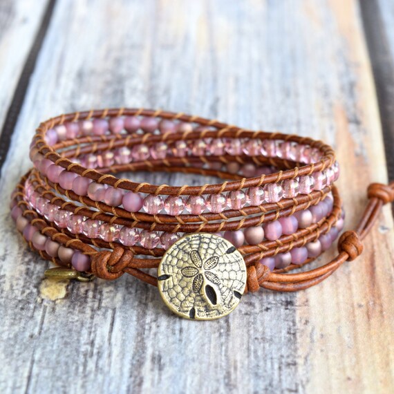 Pink Wrap Bracelet Wrap Bracelet Beaded Wrap by bluefishBohemian