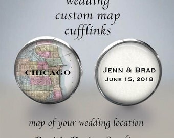 GROOMSMEN CUFFLINKS - Father of Bride Cufflinks - Map Cuff Links - Destination Wedding Cufflinks - Bridal Map Cufflinks - Father of Groom