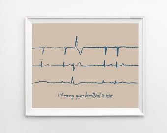 Heartbeat Art Memorial Gift, Actual Heartbeat SVG, Custom EKG Sound Wave Art Print, Heart Beat Memorial Keepsake Art, Heartbeat Keepsake