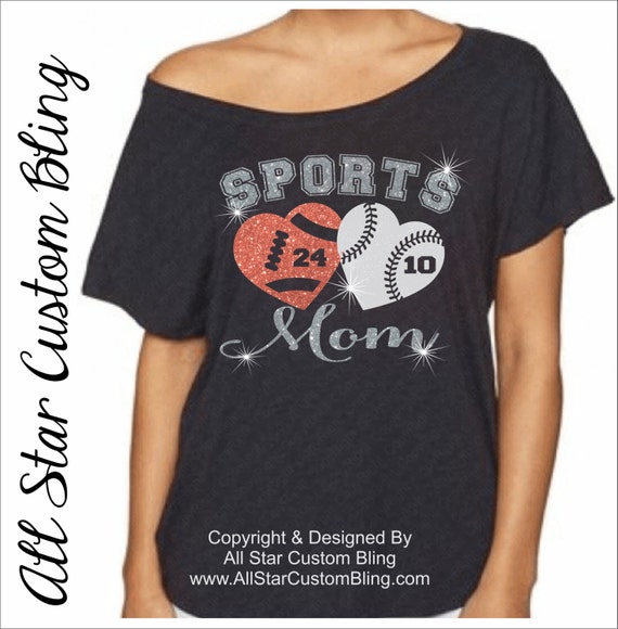 Custom Sports Mom Glitter Off Shoulder by AllStarCustomBling