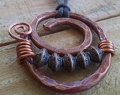 Large OBLIQUE HAMMERED COPPER Spiral Wrap Ethereal Energy Pendant Expanding Ceremonial Consciousness Divine Earth Mother Spiritual Necklace