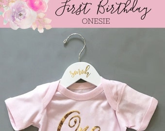 One Year Old Girl Birthday Outfit One Year Old Gift Baby Girl Onesie One Onsie First Birthday Girl Outfit (EB3168FY) - One BODYSUIT ONLY