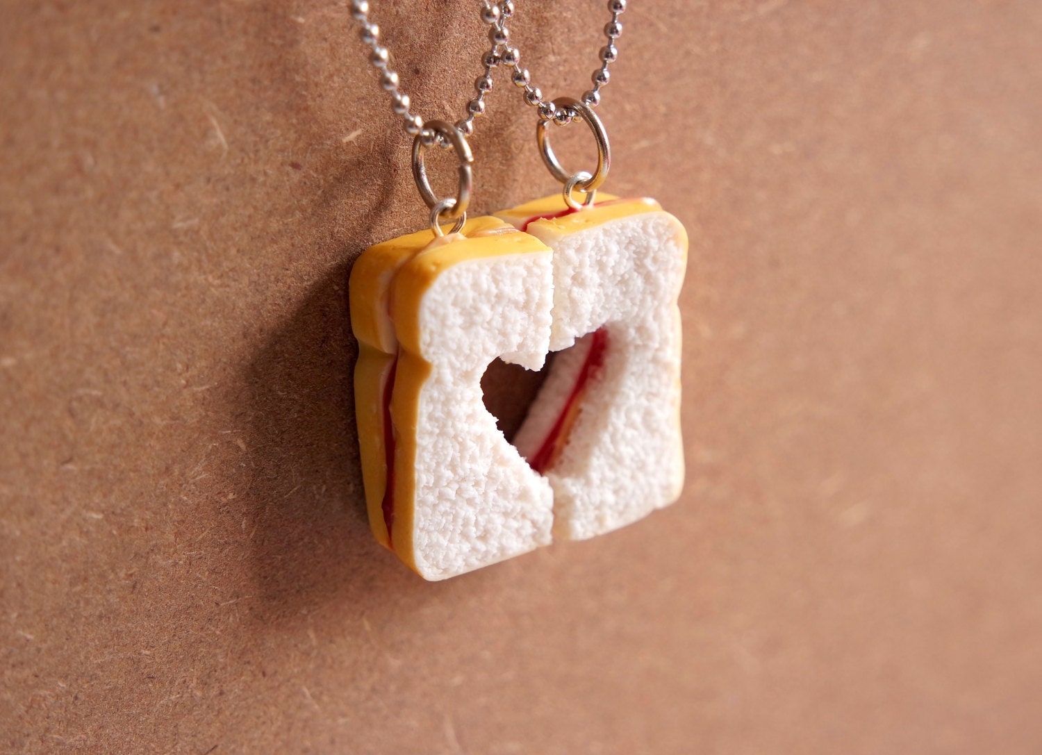 Peanut Butter and Jelly BFF Necklace Miniature Food Jewelry
