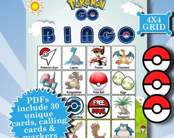 POKEMON GO 4x4 Bingo printable PDFs contain everything you need to play Bingo.