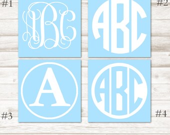 White Monogram Decal – White Vinyl Decal – White Vinyl Monogram – White Monogram Yeti Decal – White Car Decal -White Personalized Decal D222