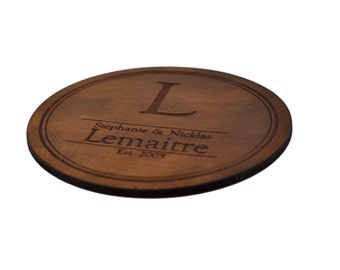 Leather Anniversary Coaster, Engraved Third Anniversary Coaster, 3rd Anniversary Coaster, Mr Mrs Rustic Gift, Engraved Coaster, 3 Years Gift