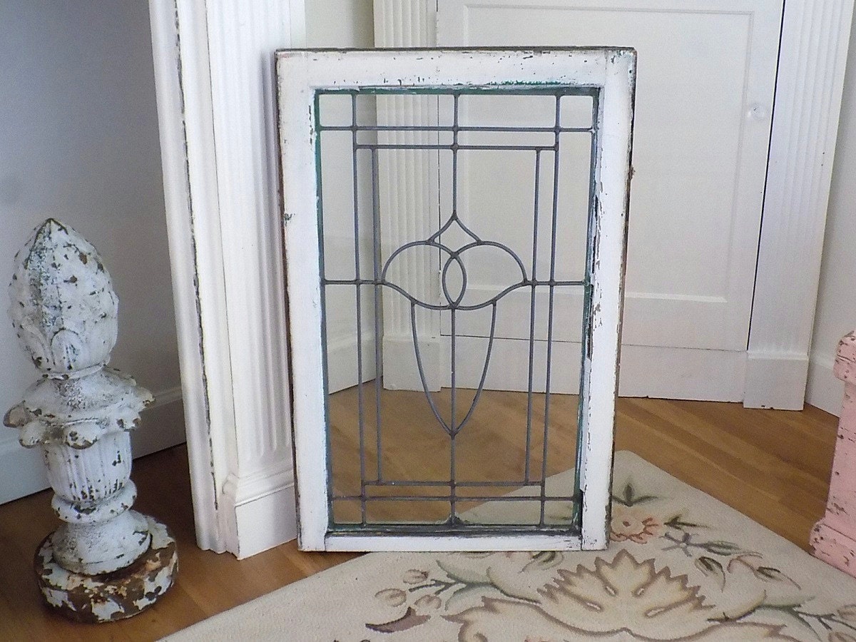 LARGE 31 Tall Antique Lead Glass Window Vintage