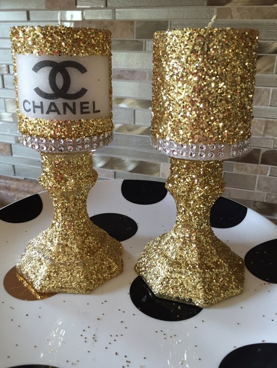 Set of 2 Designer inspired chanel candle with by babykaycase